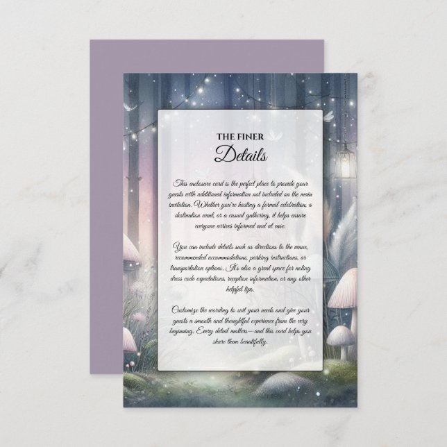 Tarjeta De Recepción Lanternlight Dreams Enchanted Forest (Anverso / Reverso)