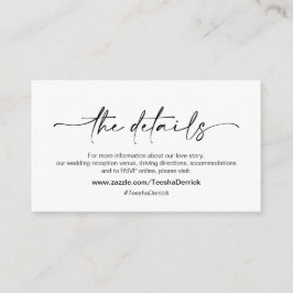 Tarjeta De Recepción Lápiz de tinta negra Minimalista, detalles del Bod