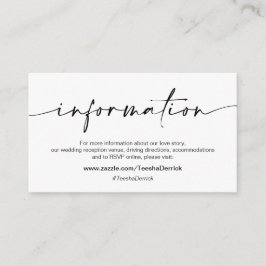 Tarjeta De Recepción Lápiz de tinta negra Minimalista, detalles del Bod