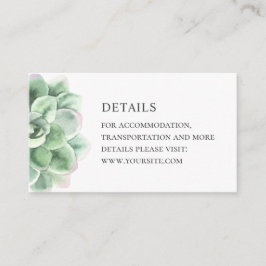 Tarjeta De Recepción Las acuarelas son detalles suculentos. Cactus verd
