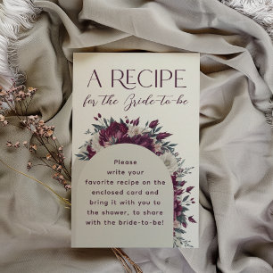 Tarjeta De Recepción Las flores de crema de borgoña aman la receta de l