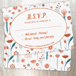 Tarjeta De Recepción Las flores de verano escandinavas Boho Boda R.S.V.