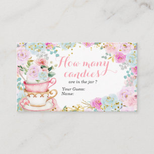 Tarjeta De Recepción Las flores del Fiesta del té Pastel adivinan cuánt