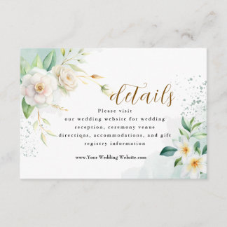 Tarjeta De Recepción Las hojas de flores blancas y verdes de la elegant