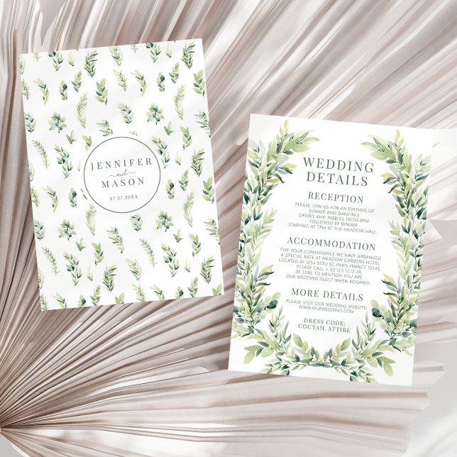 Tarjeta De Recepción Las hojas de la vegetación wreath boho detalles de (Subido por el creador)