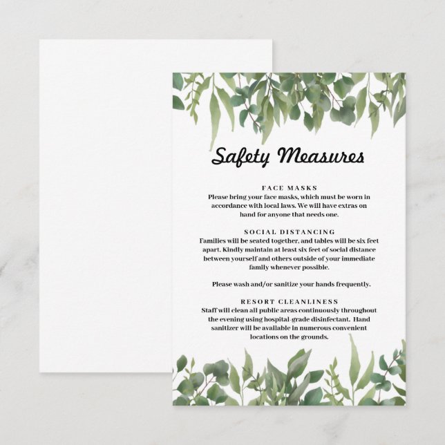 Tarjeta De Recepción Las hojas verdes y las medidas de seguridad de la  (Anverso / Reverso)