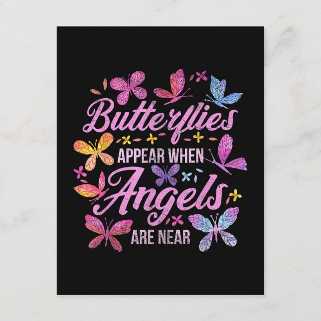 Tarjeta De Recepción Las Mariposas Aparecen Cuando Los Ángeles Están Ce (Anverso)