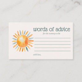 Tarjeta De Recepción Las palabras de consejo vienen a la ducha de bebé