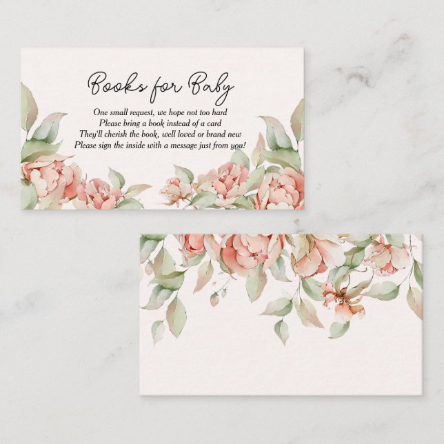 Tarjeta De Recepción Las peonías elegantes del bebé en el Baby Shower r (Anverso / Reverso)