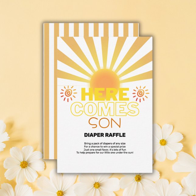 Tarjeta De Recepción Las Rayas Amarillas Aquí Vienen El Baby Shower Del (Subido por el creador)