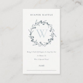 Tarjeta De Recepción Laurel Wreath Monogram Diaper Raffle Baby Shower