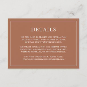 Tarjeta De Recepción Lauren Terracotta Monograma Elegante Boda