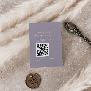 Tarjeta De Recepción Lavanda de Moda moderna Código QR púrpura RSVP