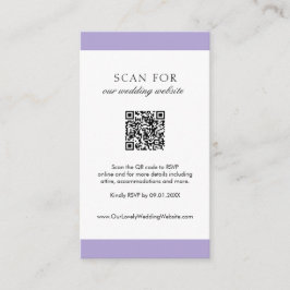Tarjeta De Recepción Lavanda digital mínima Boda de código QR moderno