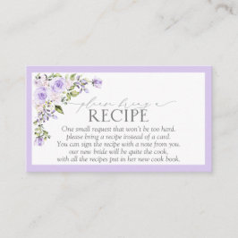 Tarjeta De Recepción Lavanda Elegante Lilac Por Favor Trae Una Receta