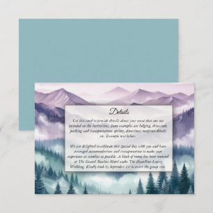 Tarjeta De Recepción Lavanda Escarcha en la Boda de la Niebla Alpina