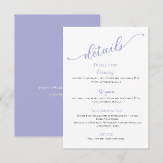 Tarjeta De Recepción Lavanda moderna y minimalista boda de detalles