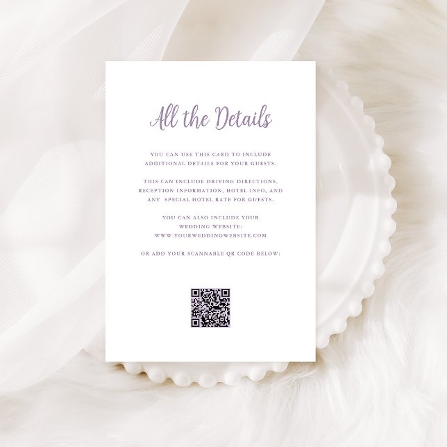 Tarjeta De Recepción Lavanda Regal y Blanco | Detalles del Boda Código  (Subido por el creador)