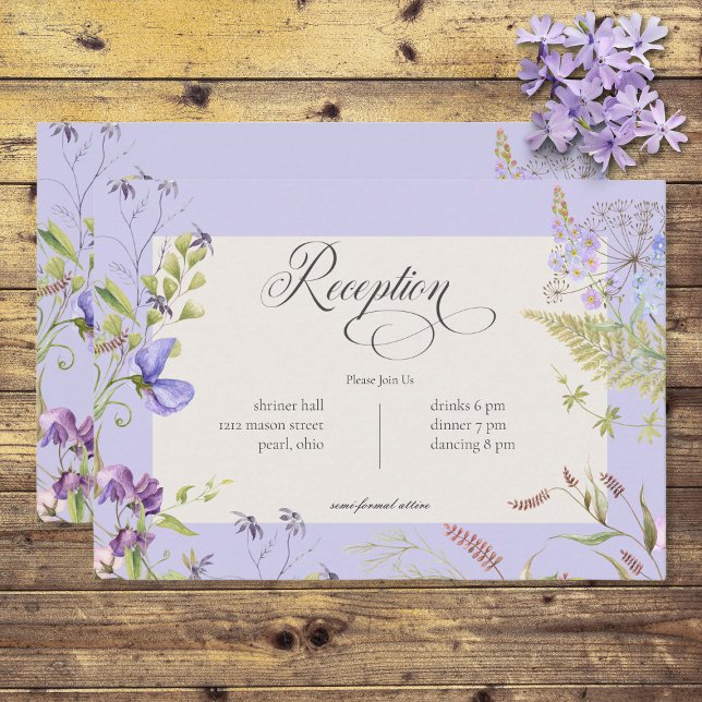 Tarjeta De Recepción Lavanda y flores silvestres rusticas (Subido por el creador)