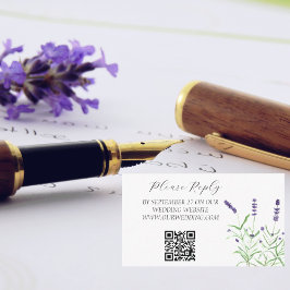 Tarjeta De Recepción Lavender acuarela Flores púrpuras Boda floral