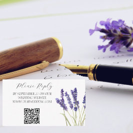 Tarjeta De Recepción Lavender acuarela Flores púrpuras Boda floral