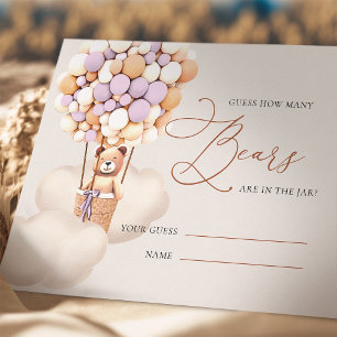 Tarjeta De Recepción Lavender Adivinan Cuántas Entradas De Balón De Oso