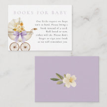 Lavender Books for Baby Card | Vintage Pram Shower