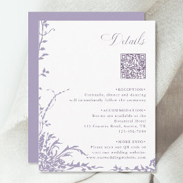 Tarjeta De Recepción Lavender Botanical Wedding QR Code Details