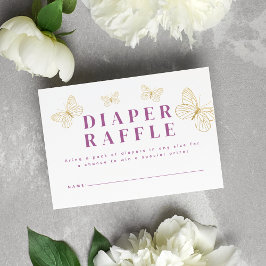 Tarjeta De Recepción Lavender Butterflies Diaper Raffle