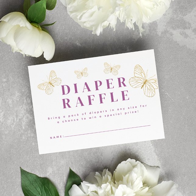 Tarjeta De Recepción Lavender Butterflies Diaper Raffle (Subido por el creador)