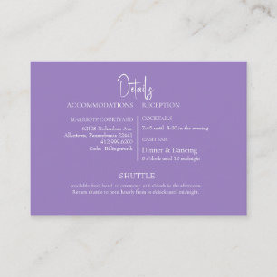 Tarjeta De Recepción Lavender Cash Bar & Shuttle Boda