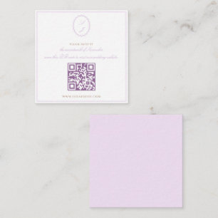Tarjeta De Recepción Lavender Classic Monograma QR Boda RSVP
