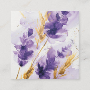 Tarjeta De Recepción Lavender color de agua dorado Floral Código QR RSV