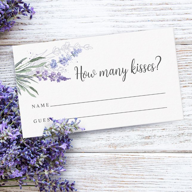 Tarjeta De Recepción Lavender cuántos besos juegan con ducha de novia (Lavender How Many Kisses Bridal Shower Game Enclosure Card)