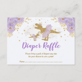 Tarjeta De Recepción Lavender Dinosaur Ballerina Diaper Raffle