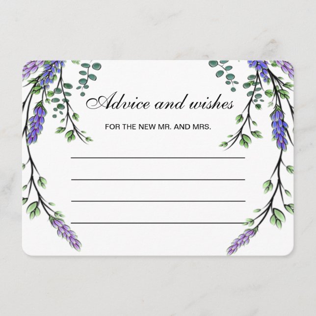 Tarjeta De Recepción Lavender eucalyptus boho consejos y deseos carta (Anverso)