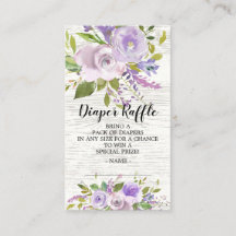 Lavender Floral Baby Shower Diaper Raffle Ticket