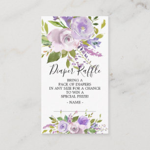 Tarjeta De Recepción Lavender Floral Baby Shower Diaper Raffle Ticket