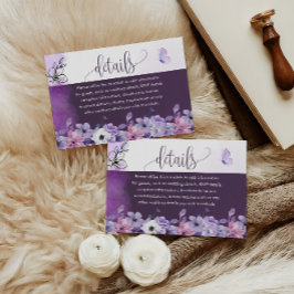 Tarjeta De Recepción Lavender Floral Wedding Details Insert