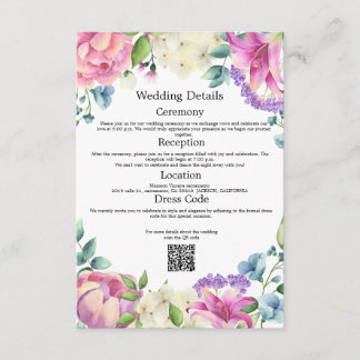 Tarjeta De Recepción Lavender Garden Romantic Floral Wedding Details QR
