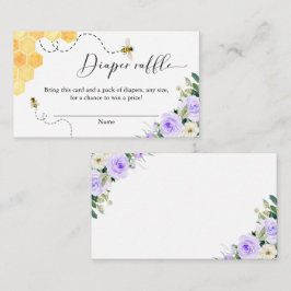 Tarjeta De Recepción Lavender Honey Bee Baby Shower Diaper Raffle