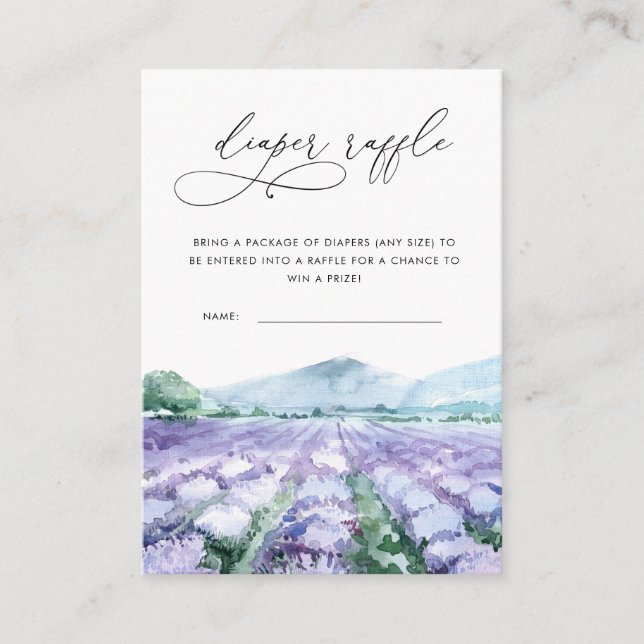 Tarjeta De Recepción Lavender Lilac Purple Greenery Diaper Raffle (Anverso)