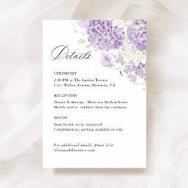 Tarjeta De Recepción Lavender Lilac White Floral Wedding Details, Info