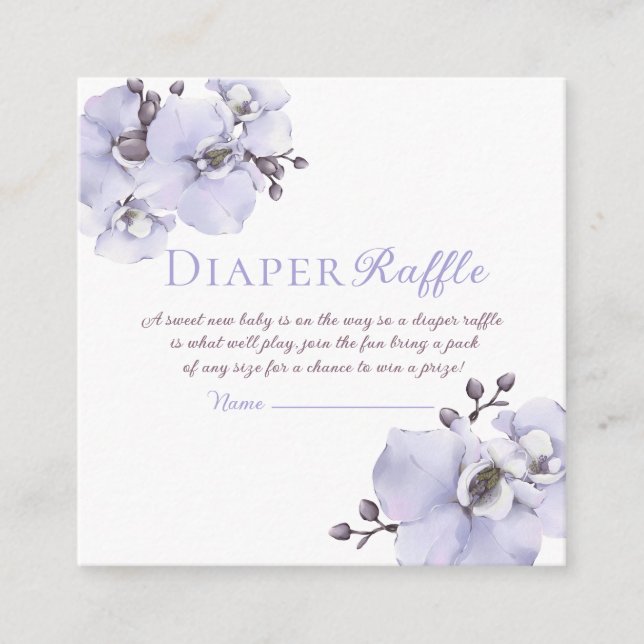 Tarjeta De Recepción Lavender Orchid Baby Shower Diaper Raffle Tickets (Anverso)
