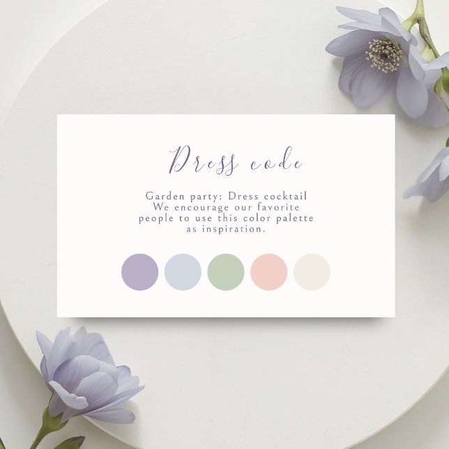 Tarjeta De Recepción Lavender Pastel Floral Script Wedding Attire (Subido por el creador)