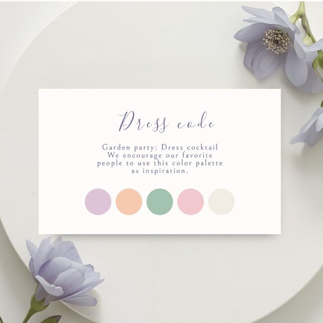 Tarjeta De Recepción Lavender Pastel Floral Script Wedding Attire (Subido por el creador)
