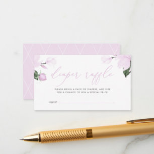 Tarjeta De Recepción Lavender Purple Floral Baby Shower Diaper Raffle