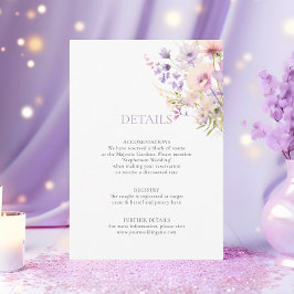 Tarjeta De Recepción Lavender Purple Garden WildFlowers DETAILS Boda