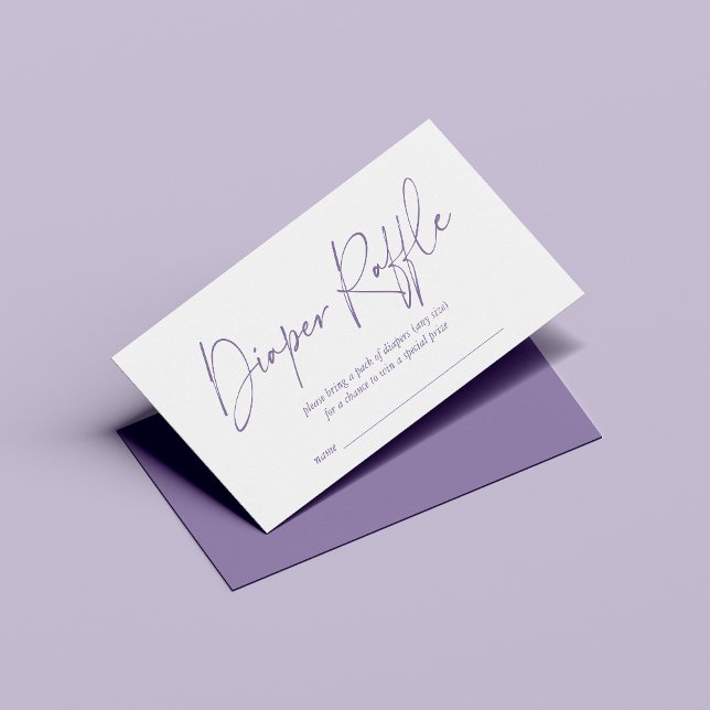 Tarjeta De Recepción Lavender Purple Moderno Diaper manuscrito Raffle (Subido por el creador)
