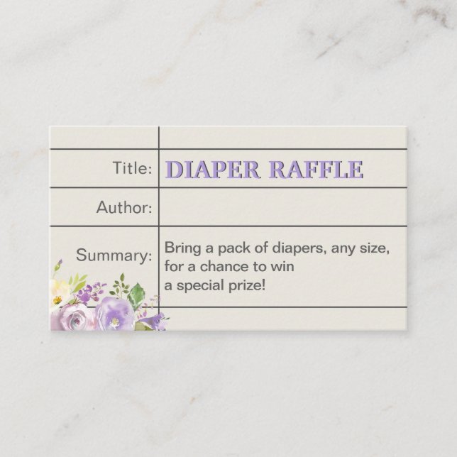 Tarjeta De Recepción Lavender Storybook Baby Girl Shower Diaper Raffle (Anverso)